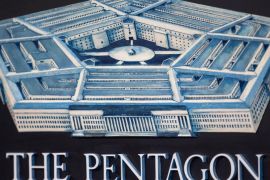 The Pentagon logo seen during a media briefing October 21, 2014, in the Press Room of the Pentagon in Washington. AFP PHOTO/Paul J. Richards