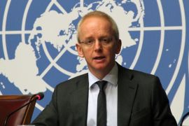 GENEVA, SWITZERLAND - FEBRUARY 6: United Nations High Commissioner for Refugees spokesman Adrian Edwards announces the number of those who were force to leave their homes across the Ukraine comes to one million due to the violence in eastern Ukraine, during a press conference in United Nations Office at Geneva, Switzerland on February 6, 2015.