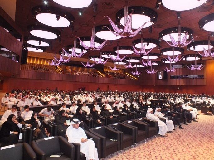 جانب من الجلسة الافتتاحية لمنتدى الدوحة للشباب