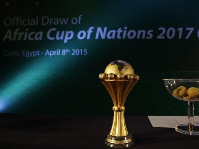 The African Cup of Nations trophy is on display during the announcement that Gabon is the winner of the draw to host the 2017 African Cup of Nations during a meeting of the Confederation of African Football's executive committee, in Cairo, Egypt, Wednesday, April 8, 2015. Libya conceded last August that it wouldn't be able to hold the 16-team event in 2017 because of security concerns, forcing CAF to restart the bidding process. (AP Photo/Hassan Ammar)
