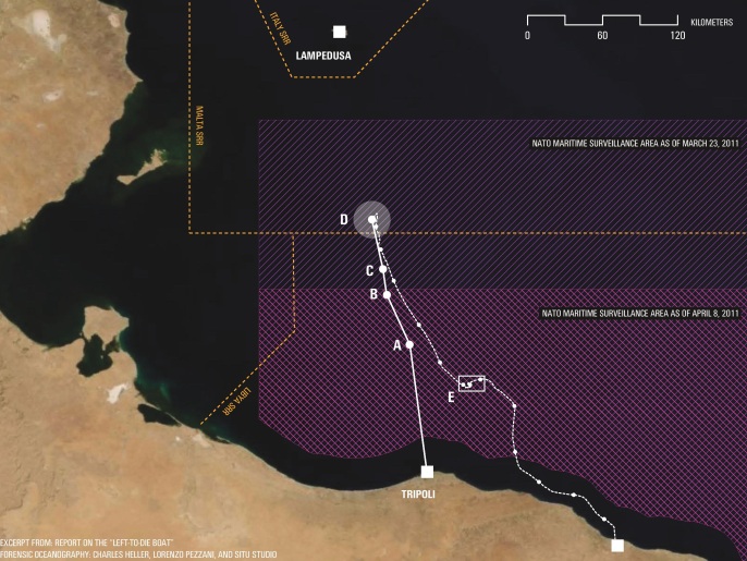 ‪خرائط منظمة واتش ذي ميد لمتابعة عمليات إنقاذ المهاجرين بالمتوسط‬ (الجزيرة)