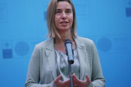Federica Mogherini, European Union High Representative for Foreign Affairs and Security Policy, addresses the media during a news conference on the sidelines of the NATO foreign ministers' conference in Antalya, Turkey, Thursday, May 14, 2015. The NATO ministers gathered for two days in the southern Turkish city to plot strategy amid the continued crisis in Ukraine and instability throughout the Middle East, including in neighboring Syria and Iraq. (AP Photo/Lefteris Pitarakis)