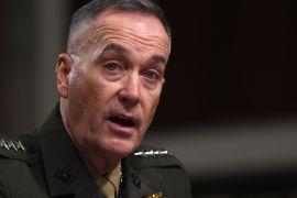 Marine Corps Commandant Gen. Joseph Dunford testifies on Capitol Hill in Washington, Tuesday, March 10, 2015, prior to testifying before the Senate Armed Services Committee hearing on the Navy's budget request for fiscal 2016 and future years defense program. (AP Photo/Molly Riley)