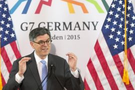 United States Secretary of the Treasury, Jacob J Lew, attends a press conference at the end of a G7 finance ministers and central bank governors two-day meeting at Palace Residenzschloss in Dresden, eastern Germany, on May 29, 2015.AFP PHOTO / ROBERT MICHAEL