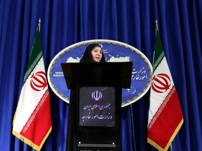 TEHRAN, IRAN - MAY 20: Iranian Foreign Ministry spokeswoman Merziye Afham holds a press conference at the foreign ministry in capital Tehran on May 20, 2015.