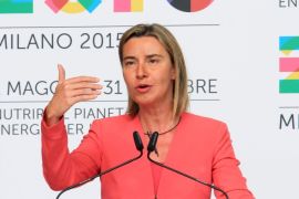 High Representative of the European Union for Foreign Affairs and Security Policy Federica Mogherini speaks during the opening day of the European Union Pavilion at the Expo Milano 2015, in Milan, Italy, 09 May 2015. The exhibition runs from 01 May to 31 October. This will be the second time Milan hosts the Expo, the first Milan International Exposition took place in 1906. The event's 2015 theme is 'Feeding the Planet, Energy for Life' .
