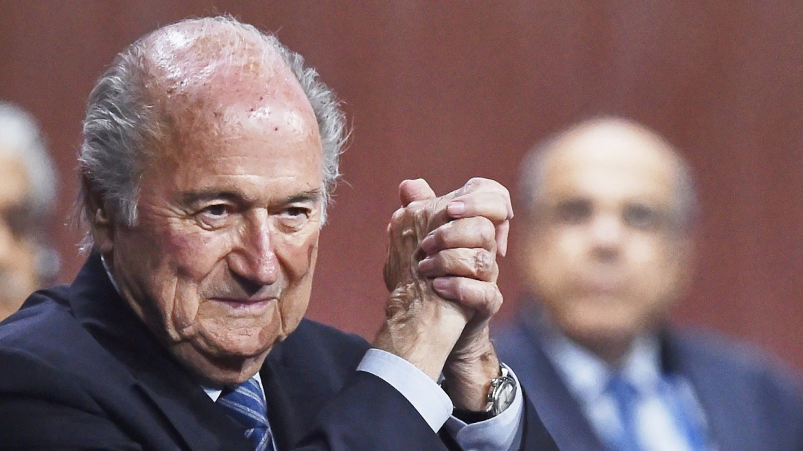 FIFA President Sepp Blatter gestures after being re-elected following a vote to decide on the FIFA presidency in Zurich on May 29, 2015. Sepp Blatter won the FIFA presidency for a fifth time Friday after his challenger Prince Ali bin al Hussein withdrew just before a scheduled second round.