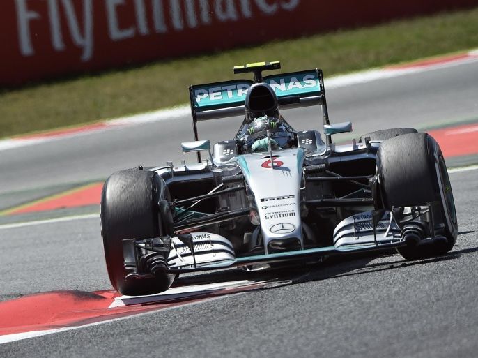 Mercedes AMG Petronas F1 Team's German driver Nico Rosberg drives at the Circuit de Catalunya on May 10, 2015 in Montmelo on the outskirts of Barcelona during the Spanish Formula One Grand Prix. AFP PHOTO / LLUIS GENE