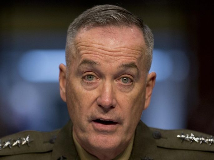 FILE - In this March 12, 2014 file photo, Gen. Joseph F. Dunford, Jr. testifies on Capitol Hill in Washington. President Barack Obama will nominate Dunford as next Joint Chiefs of Staff chairman. (AP Photo/Carolyn Kaster, File)