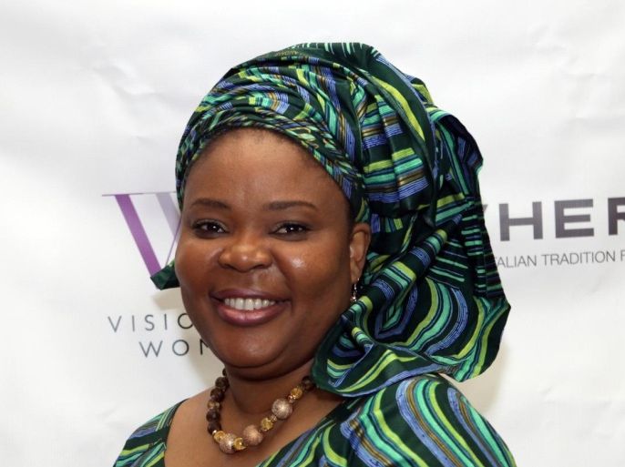 BEVERLY HILLS, CA - MAY 05: 2011 Nobel Peace Laureate Leymah Gbowee poses at a Visionary Women Salon 'The Role of Women at the Front Lines of Peace Building' at the Beverly Wilshire Four Seasons Hotel on May 5, 2015 in Beverly Hills, California.