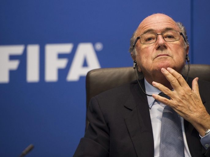 (FILE) File picture dated 04 October 2013 of FIFA President Joseph Blatter following a FIFA Executive Committee meeting in Zurich, Switzerland. The United States Justice department on 27 May 2015 names nine football officials indicted on corruption charges, including current top officials at governing body FIFA, which is due to hold its Congress and presidential election on 29 May. FIFA president Joseph Blatter is not one of the nine indicted persons.