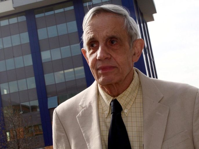 (FILE) A file picture dated 18 March 2008 of Nobel Laureate, US mathematician John Nash attending a so-called 'Meeting for Extraordinary Minds' in Brescia, Italy. According to reports from 24 May 2015, John Nash and his wife died on 23 May 2015 in a car accident in New Jersey, USA. Nash's life story was the basis for Hollywood film 'A Beautiful Mind'.