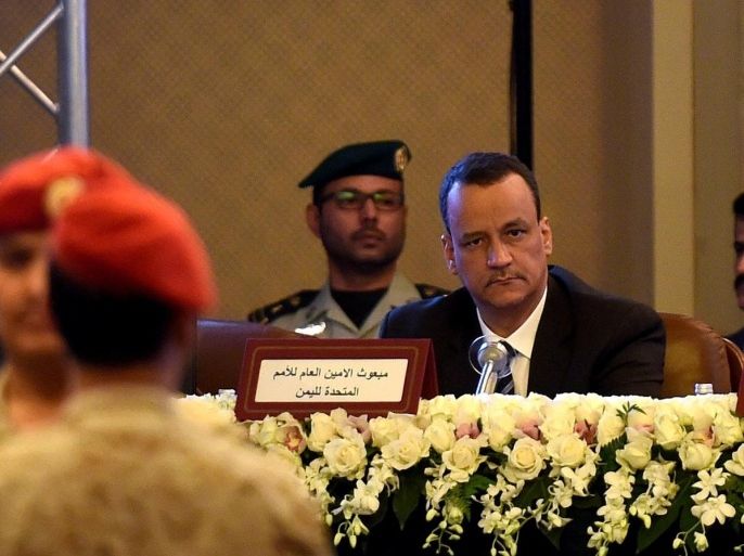 United Nations Special Envoy to Yemen, Mauritanian diplomat Ismail Ould Cheikh Ahmed attends the opening of 'Riyadh Conference for Saving Yemen and Building Federal State' in the Saudi capital Riyadh, on May 17, 2015. The Huthis, who are fighting forces loyal to Hadi and have seized large parts of the country including the capital, want talks to be held in Yemen and are staying away from the meeting of about 400 delegates in Riyadh. AFP PHOTO / FAYEZ NURELDINE