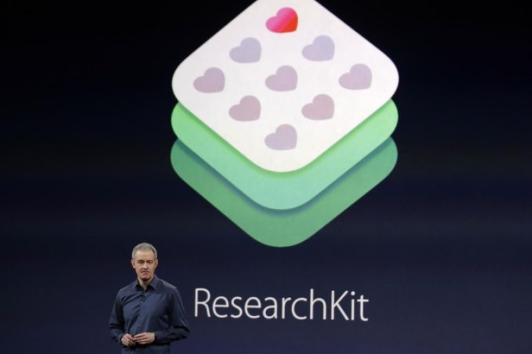 FILE - In this March 9, 2015 file photo, Apple Vice President of Operations, Jeff Williams, discusses ResearchKit during an Apple event in San Francisco. This week of April 13, 2015, Apple launched ResearchKit for scientists to create more specialized apps for medical studies. ResearchKit had been limited to five pilot groups until now. (AP Photo/Eric Risberg)