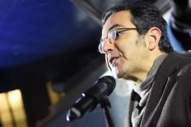 German writer Navid Kermani speaks at a rally in demonstration against the anti-Islam movement 'Koegida', in Cologne, Germany, 14 January 2015, a week after the terrorist attack on the satirical magazine 'Charlie Hebdo' in Paris.