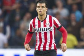 Karim Rekik of PSV during the Dutch Eredivisie match between PSV Eindhoven and PEC Zwolle at the Phillips stadium on April 10, 2015 in Eindhoven, The Netherlands