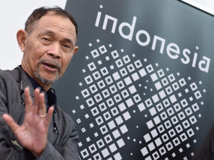 Indonesian author Goenawan Mohamad, the director of the guest of honor committee, poses at a press conference in Frankfurt, Germany, 23 June 2015. Indonesia is this year's guest country at the Frankfurt Book Fair that will take place from 14 to 18 October 2015.