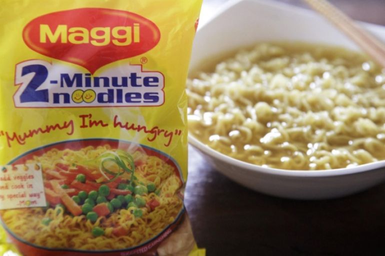 A packet and a cooked bowl of Maggi 2-Minute Noodles, manufactured by Nestle India Ltd., are arranged for a photograph in New Delhi, India, on Monday, June 15, 2015. Nestle SA said the U.S. Food and Drug Administration is testing samples of imported Maggi noodles after the worlds largest food company halted sales in India when regulators said they contained unhealthy levels of lead.
