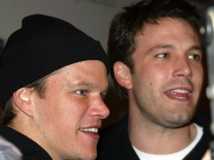 PARK CITY, UT - JANUARY 18: Actors Matt Damon and Ben Afflick arrive for the Project Greenlight Party at Harry O's during the 2003 Sundance Film Festival on January 18, 2003 in Park City, Utah. (Photo by Frazer Harrison/Getty Images)