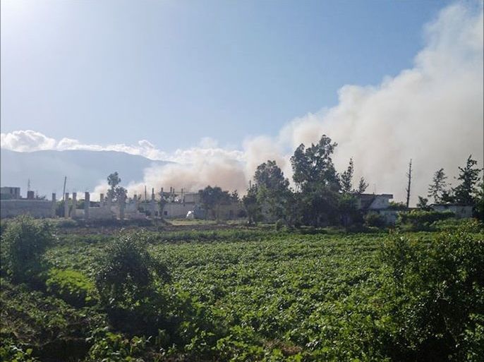 قصف قوات النظام على حقول زراعة الفستق الحلبي في مدينة مورك