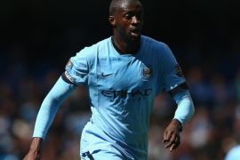 MANCHESTER, ENGLAND - APRIL 19: Yaya Toure of Manchester City in action during the Barclays Premier League match between Manchester City and West Ham United at Etihad Stadium on April 19, 2015 in Manchester, England.