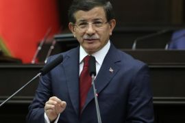 ANKARA, TURKEY - JULY 29: Turkey's Prime Minister Ahmet Davutoglu gives a speech during the parliamentary group meeting of his Justice and Development Party at the Grand National Assembly of Turkey (TBMM) in Ankara, Turkey on July 29, 2015.