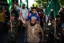 GAZA CITY, GAZA - JULY 7: Hamas supporters gather to protest custodies against Hamas members in West Bank, in Gaza City, Gaza, on July 7, 2015.