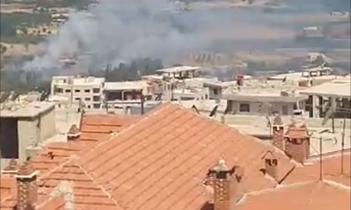 سحب الدخان جراء القصف والغارات الجوية على مدينة الزبداني