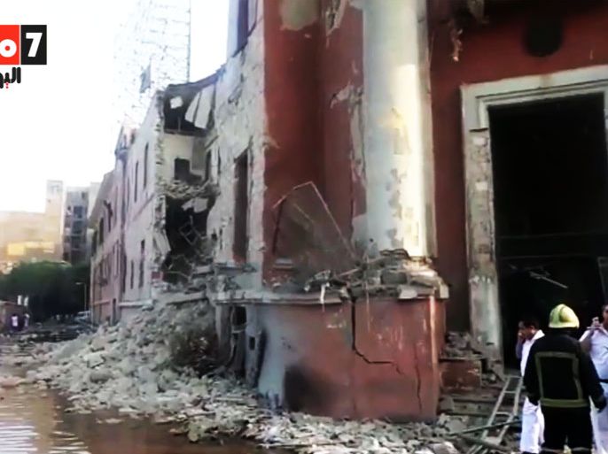 صورة قابتة من فيديو انفجار السفارة الإيطالية نقلا عن صحيفة اليوم السابع المصرية