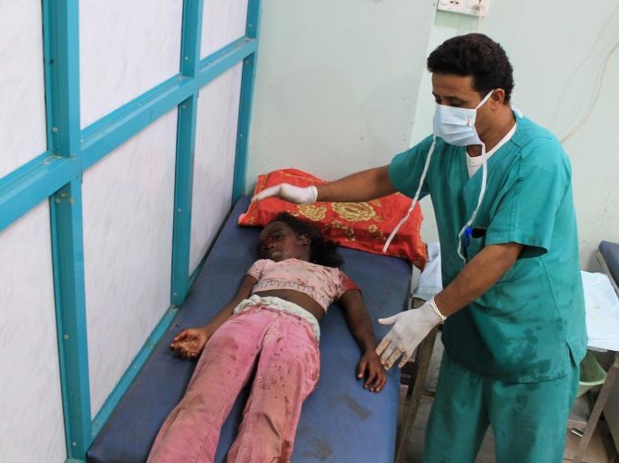 GRAPHIC CONTENTThe body of a Yemeni girl lies on a hospital bed on July 5, 2015, following shelling by Huthi Shiite rebels and their allies in Aden's loyalist-held Dar Saad suburb. Fighting grip Yemen's second city Aden as UN envoy Ismail Ould Cheikh Ahmed is expected in the rebel-held capital Sanaa to press his efforts to broker a ceasefire. AFP PHOTO / SALEH AL-OBEIDI