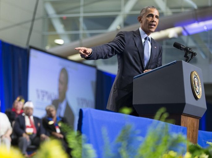 President Barack Obama gestures during a speech at the 116th National Convention of the Veterans of Foreign Wars, on Tuesday, July 21, 2015, in Pittsburgh. Obama says the people criticizing the Iran nuclear deal are the same people who rushed into war with Iraq. (AP Photo/Evan Vucci)