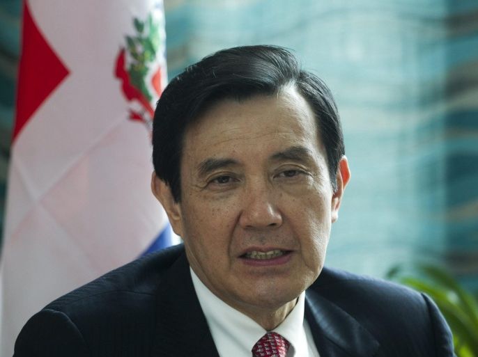 President of Taiwan Ma Ying-Jeou speaks with journalists, in Santo Domingo, Dominican Republic, 12 July 2015. Ma Ying-Jeou is in a one day visit to the country and later will visit Haiti and Nicaragua.
