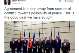تغريدة كيري بشأن الاتفاق النووي الإيراني