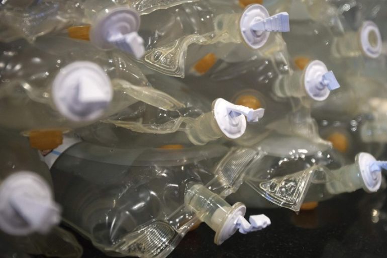 Intravenous drip bags are pictured on the Hangover Bus in the Manhattan borough of New York January 1, 2015. The Hangover Bus offers different IV solutions to help aid in hangover recovery, according to organizers. The drips, which take about 40 minutes, are offered at prices ranging from $129 to $169. REUTERS/Carlo Allegri (UNITED STATES - Tags: SOCIETY HEALTH)