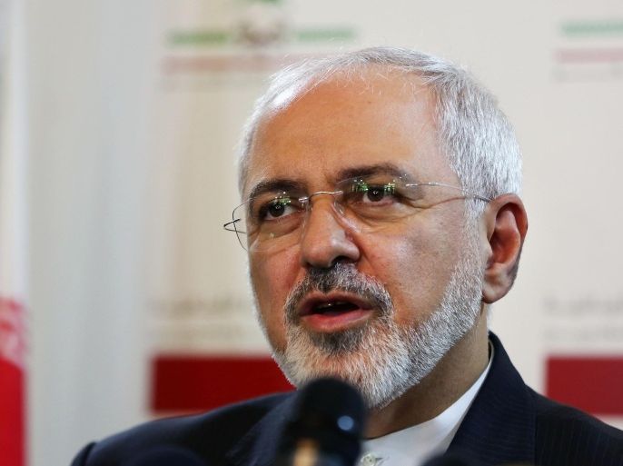 FILE - A Wednesday, Aug. 12, 2015 photo from files showing Iranian Foreign Minister Mohammad Javad Zarif, during a press conference at the Lebanese foreign ministry in Beirut, Lebanon. An unusual secret agreement with a U.N. agency will allow Iran to use its own experts to inspect a site allegedly used to develop nuclear arms, according to a document seen by The Associated Press. (AP Photo/Bilal Hussein, File)