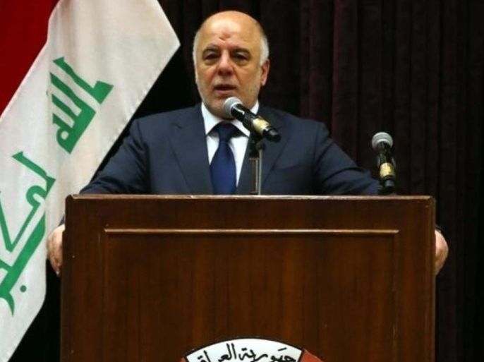 BAGHDAD, IRAQ - JULY 25: Iraqi Prime Minister Haider al-Abadi delivers a speech during a meeting in Baghdad on July 25, 2015.