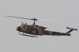 A Pakistani army helicopter hovers over the Gaddafi Cricket Stadium before the 1st International T20 cricket match between Pakistan and Zimbabwe in Lahore, Pakistan, 22 May 2015. Zimbabwe cricketers arrived in Pakistan early 19 May for a short series, ending a six-year hiatus of international games in the restive nation, after a gun attack on Sri Lankan players in 2009. Zimbabwe and Pakistan are to play two T20 and three one-day international games in Lahore.