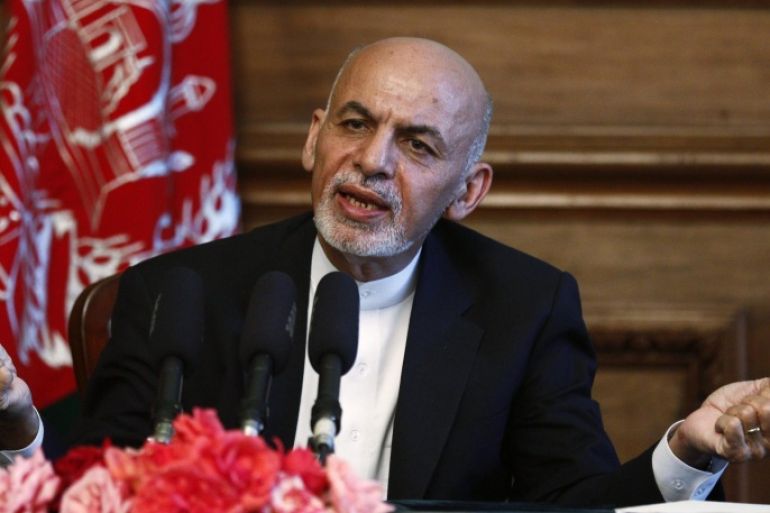 Afghan President, Ashraf Ghani, delivers a press briefing after a suicide attack that targeted the Kabul international airport, in Kabul, Afghanistan, 10 August 2015. At least six people, including the bomber, were killed and 18 injured 10 August when the attacker detonated in the Afghan capital, officials said. Najib Danish, the Interior Ministry spokesman added the attacker detonated at the entrance to the Hamid Karzai International Airport, in a crowded area. According to Sayed Kabir Amiri, the chairman of Kabul hospitals department, all the victims were civilians.