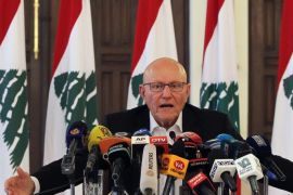 Lebanese Prime Minister Tammam Salam speaks during a press conference on August 23, 2015 at the Grand Serail, his headquarters in the capital Beirut, a day after clashes erupted between Lebanese security forces and demonstrators calling for a solution to weeks of uncollected rubbish. AFP PHOTO / ANWAR AMRO