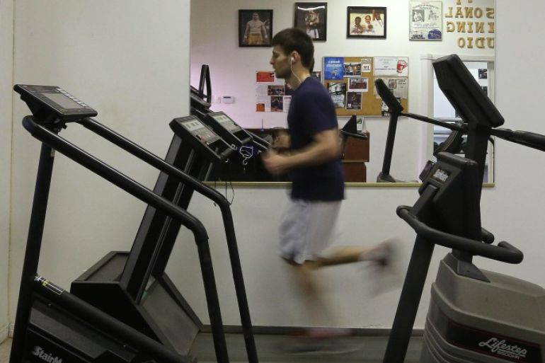 TORONTO, ON - MARCH 26: Arthur Biyarslanov runs on the treadmill to warm up. Biyarslanov is a new Canadian originally from Chechnya who will be boxing for Canada at the Pan Am Games. He used sport to help intergrate into his new country after arriving with his mother. (Steve Russell/Toronto Star via Getty Images)