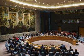 Members of the United Nations Security Council address a resolution to investigate the use of chemical weapons in Syria during a meeting at the U.N. headquarters in New York August 7, 2015. The U.N. Security Council on Friday unanimously passed a resolution asking U.N. chief Ban Ki-moon and the head of the global anti-chemical weapons watchdog to prepare a plan to set up an inquiry to identify those behind chemical weapons attacks in Syria's civil war. REUTERS/Lucas Jackson