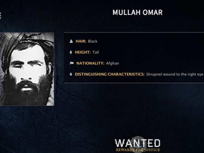 FILE - In this undated image released by the FBI, Mullah Omar is seen in a wanted poster. An Afghan official says his government is examining claims that reclusive Taliban leader Mullah Omar is dead. The Taliban could not be immediately reached for comment on the government’s comments about Omar, who has been declared dead many times before. (FBI via AP, File)