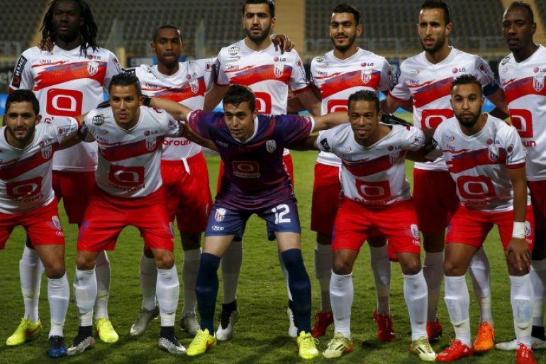 Morocco's Moghreb Tetouan players pose for a photograph before the start of their CAF Champions League soccer match against Egypt's Al-Ahly at Petro Sport stadium in Cairo, May 2, 2015. REUTERS/Amr Abdallah Dalsh