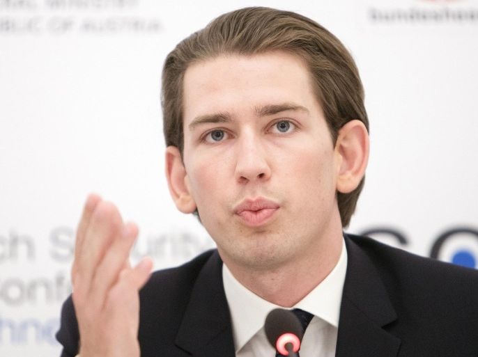 Austrian Foreign Minister Sebastian Kurz during a meeting of the Munich Security Conference (MSC) in Vienna, Austria, 16 June 2015. The MSC is holding a meeting in Vienna as part of its 'Core Group Meeting' conference series with the Ukraine crisis and the future of the European peace and security order topping the agenda.