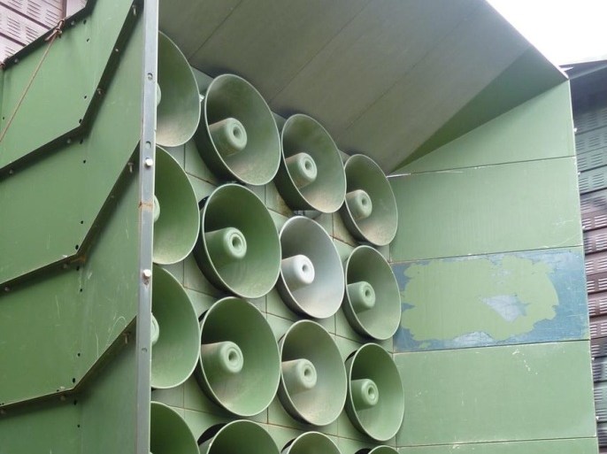 A handout picture made available by the South Korean Defense Ministry on 11 August 2015 shows loudspeakers that South Korea has installed at a unidentified site on the western front-line bordering with North Korea to resume its anti-Pyongyang propaganda broadcasting, South Korea. The resumption of the loudspeaker campaign is in retaliation of a the North's bloody mine detonation on South Korean soldiers on the South Korean side of the demilitarized zone in Paju, north of Seoul, on 04 August 2015. EPA/SOUTH KOREA DEFENSE MINISTRY