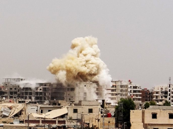 القصف العنيف للنظام على مدينة داريا بريف دمشق الغربي في معركة لهيب داريا التي أطلقتها المعارضة المسلحة