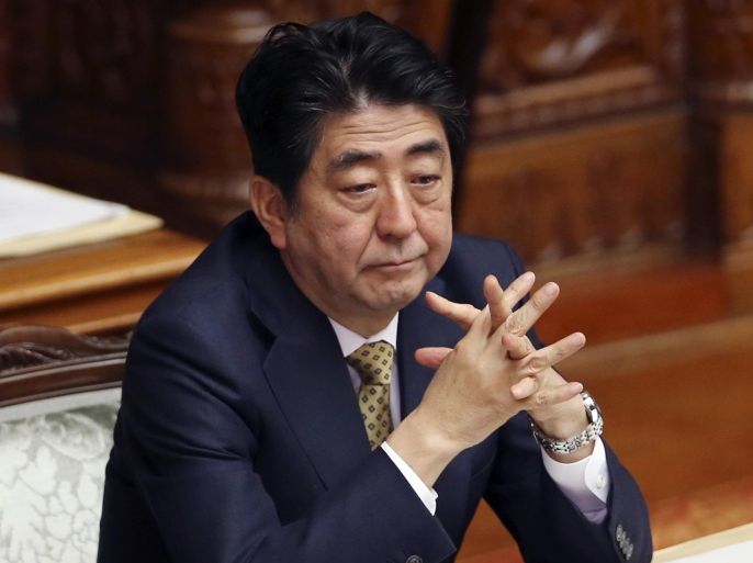 Japanese Prime Minister Shinzo Abe attends discussion about new law of Japan’s military role at the Upper House plenary session in Tokyo, Monday, July 27, 2015. (AP Photo/Koji Sasahara)