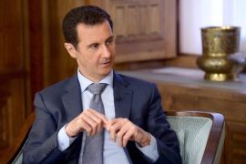 A handout picture made available on 17 April 2015 by Syrian Arab News Agency (SANA) shows Syrian President Bashar al-Assad speaking during an interview with the Swedish Expressen Newspaper in Damascus, Syria, 15 April 2015. According to SANA, Assad described talks held in Russia between Syrian opposition groups and the government as a 'breakthrough' in the crisis. Assad also warned that Europe was not safe from terrorism as long as its backyard, the Mediterranean and Northern Africa is in chaos and full of terrorists. EPA/SANA HANDOUT EPA/SANA HANDOUT