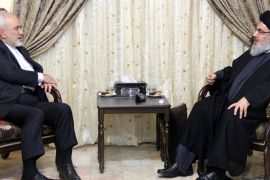 A handout picture made available by Hezbollah media office shows Hezbollah leader Hassan Nasrallah (R) meeting with the Iranian Foreign Minister, Mohammad Javad Zarif (L), in Beirut, Lebanon, 12 August 2015. According to media reports Zarif arrived in Beirut 11 August for a two day visit of meetings with Lebanese officials, as following a nuclear agreement between Iran and world powers, the two Middle Eastern countries attempt to improve relations in a number of areas, including the energy sector. EPA/HEZBOLLAH MEDIA OFFICE / HANDOUT
