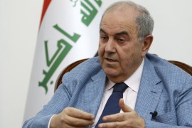 Iraq's Vice President Ayad Allawi speaks during an interview with Reuters in Baghdad July 14, 2015. Iran's historic nuclear deal may ease hostility with the West that has fueled Middle East tensions for decades, but it is unlikely to change the course of conflicts where Tehran and Washington are both awkward allies and enemies. Allawi, a secular Shi'ite allied with Sunni parties, gave a cautious welcome to the deal but said the talks should have included regional security as well. REUTERS/Khalid al-Mousily